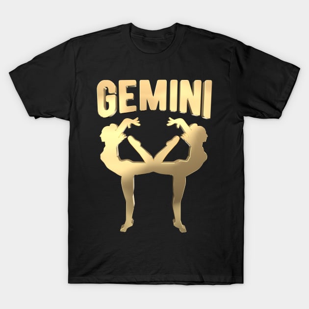 Gold Zodiac Sign Gemini Born in June Gift T-Shirt by HappyGiftArt